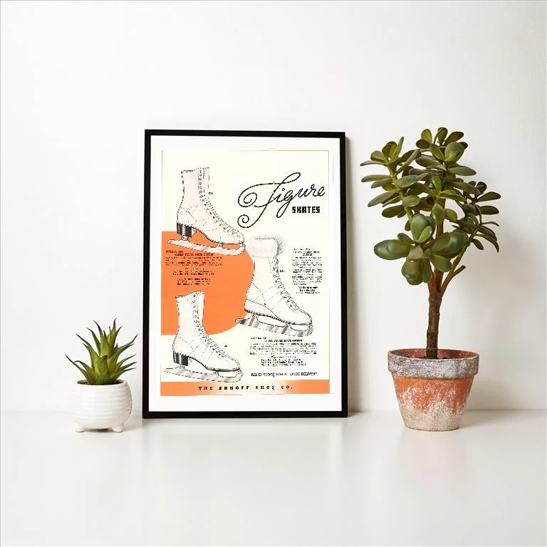 WS-165 Figure Skates - Vintage Image Art Print, Individual Print