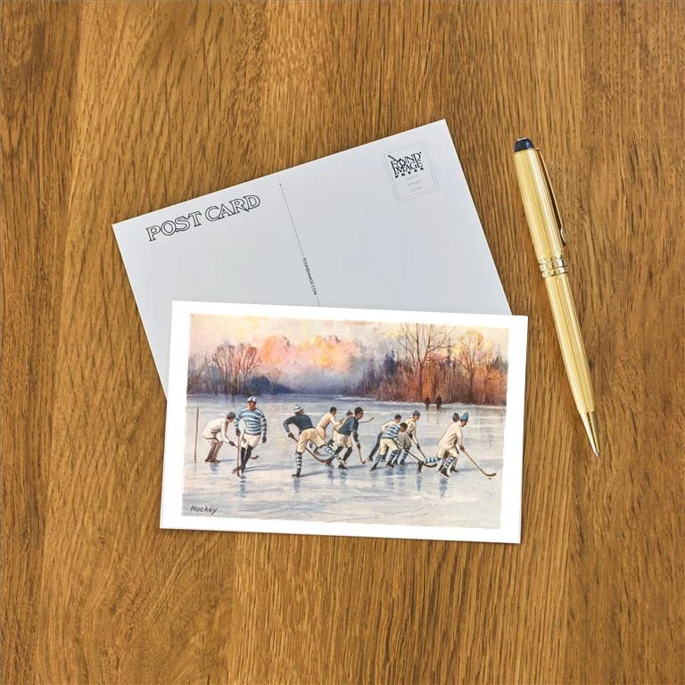 WS-17 Outdoor Ice Hockey - Vintage Image Postcard, Pack of 10