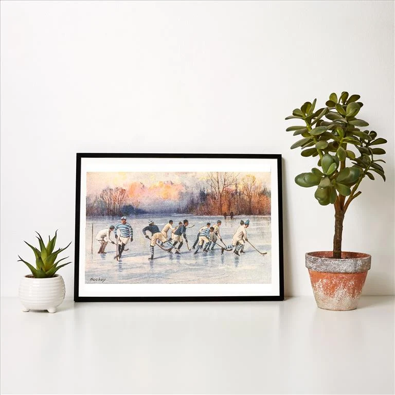 WS-17 Outdoor Ice Hockey - Vintage Image Art Print, Individual Print
