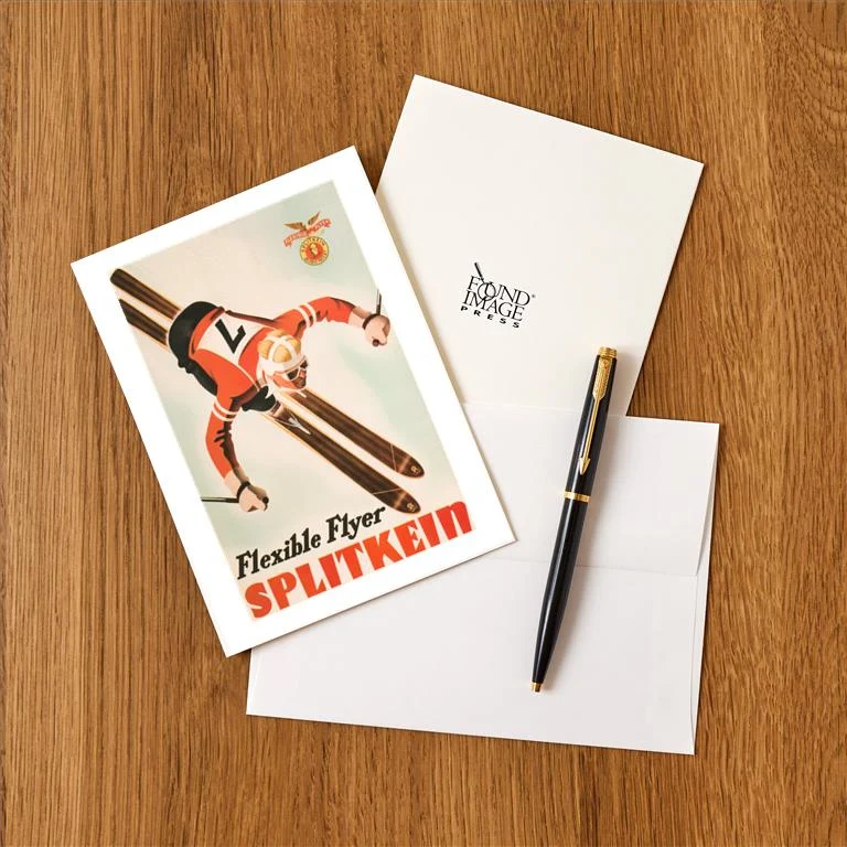 WS-136 Flexible Flyer Splitkein - Vintage Image Greeting Card, Pack of 4