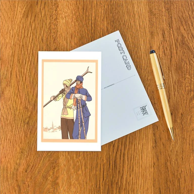 WS-95 Two Fashionable Skiers - Vintage Image Postcard, Pack of 10