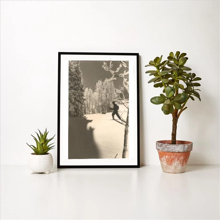 WS-02 Cross-Country Skier in Profile - Vintage Image Art Print, Individual Print