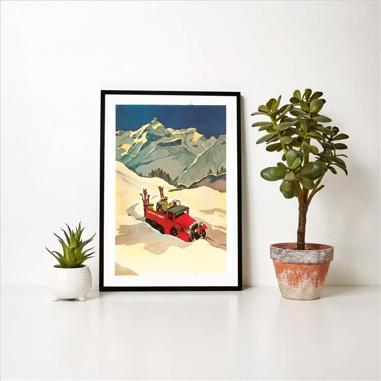 WS-129 Ski Truck in Alps - Vintage Image Art Print, Individual Print