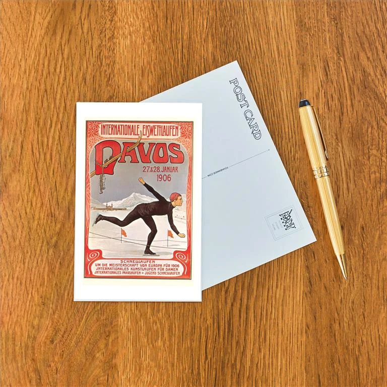 WS-43 Swiss Speed Skating Poster, Davos - Vintage Image Postcard, Pack of 10