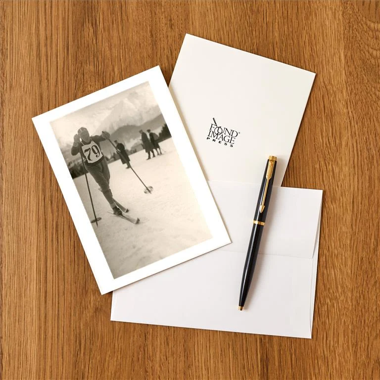 WS-163 Ski Competitor - Vintage Image Greeting Card, Pack of 4