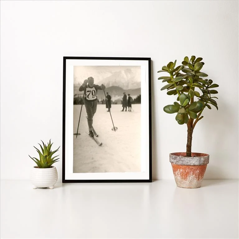 WS-163 Ski Competitor - Vintage Image Art Print, Individual Print