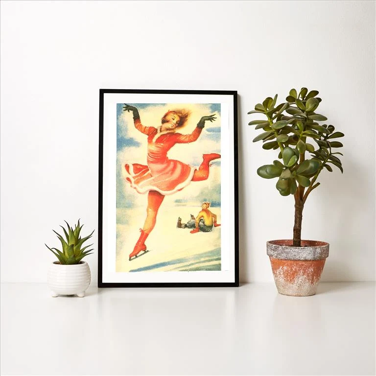 WS-124 Acrobatic Skater Flitting By - Vintage Image Art Print, Individual Print