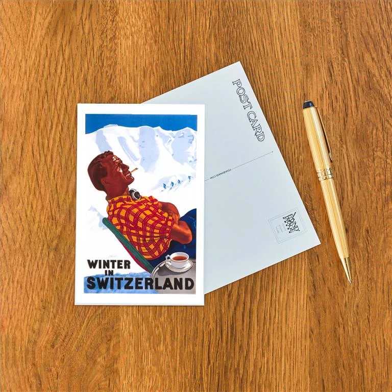 WS-190 Extremely Tanned Man, Skiers - Vintage Image Postcard, Pack of 10