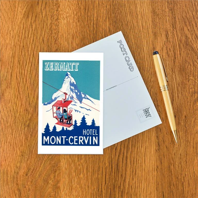 WS-148 Hotel Mont-Cervin, Ski Lift Poster - Vintage Image Postcard, Pack of 10