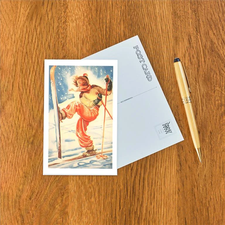 WS-102 Woman Kicking up Ski - Vintage Image Postcard, Pack of 10