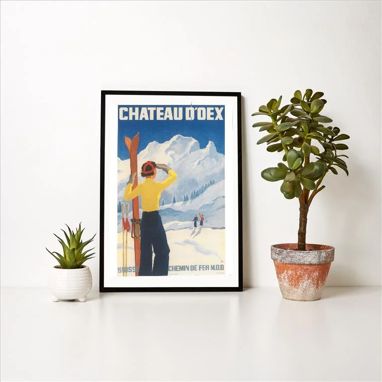 WS-218 Travel Postger for Chateau d'Oex - Vintage Image Art Print, Individual Print