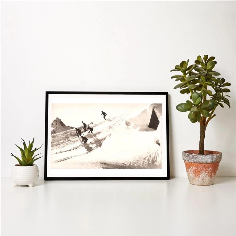 WS-224 Downhill Skiers - Vintage Image Art Print, Individual Print