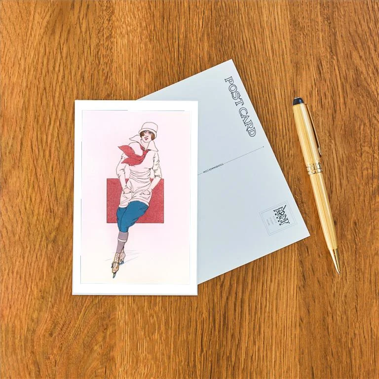 WS-222 Woman Skater - Vintage Image Postcard, Pack of 10