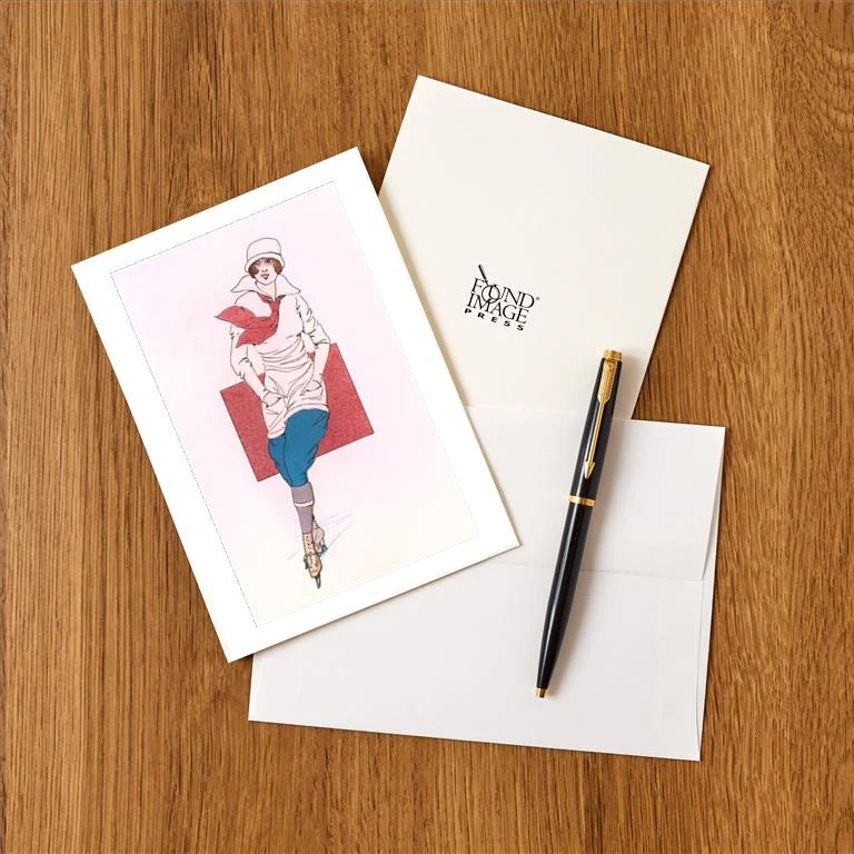 WS-222 Woman Skater - Vintage Image Greeting Card, Pack of 4