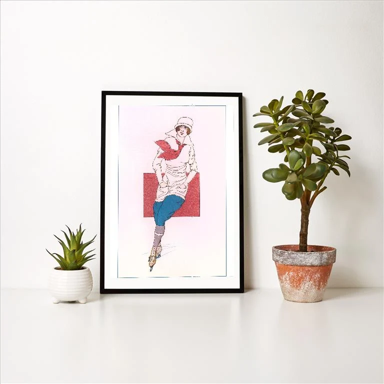 WS-222 Woman Skater - Vintage Image Art Print, Individual Print