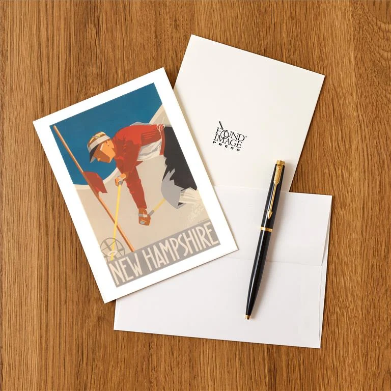 WS-220 Ski New Hampshire - Vintage Image Greeting Card, Pack of 4