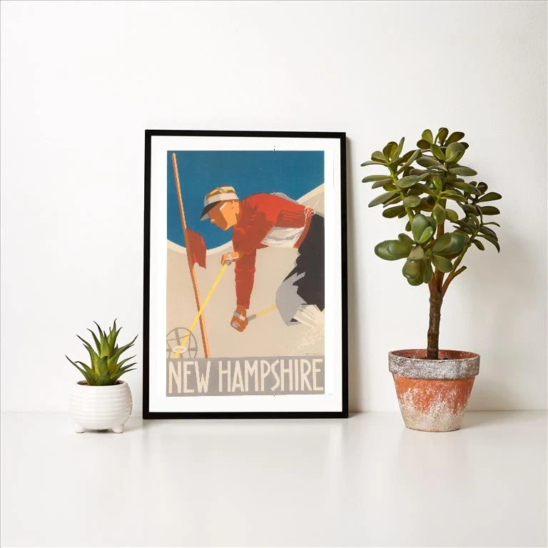 WS-220 Ski New Hampshire - Vintage Image Art Print, Individual Print