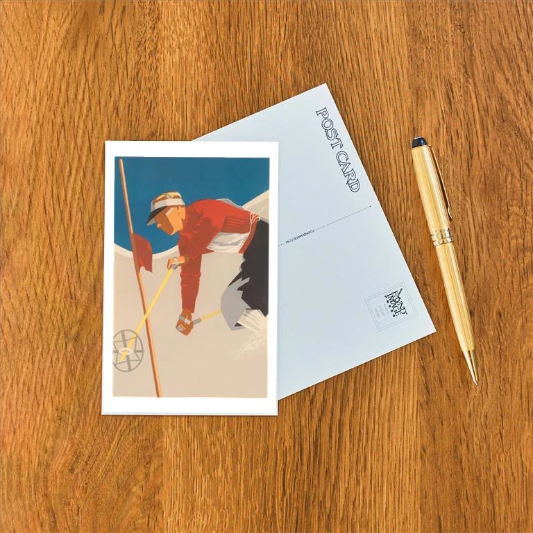 WS-227 Ski Racer - Vintage Image Postcard, Pack of 10