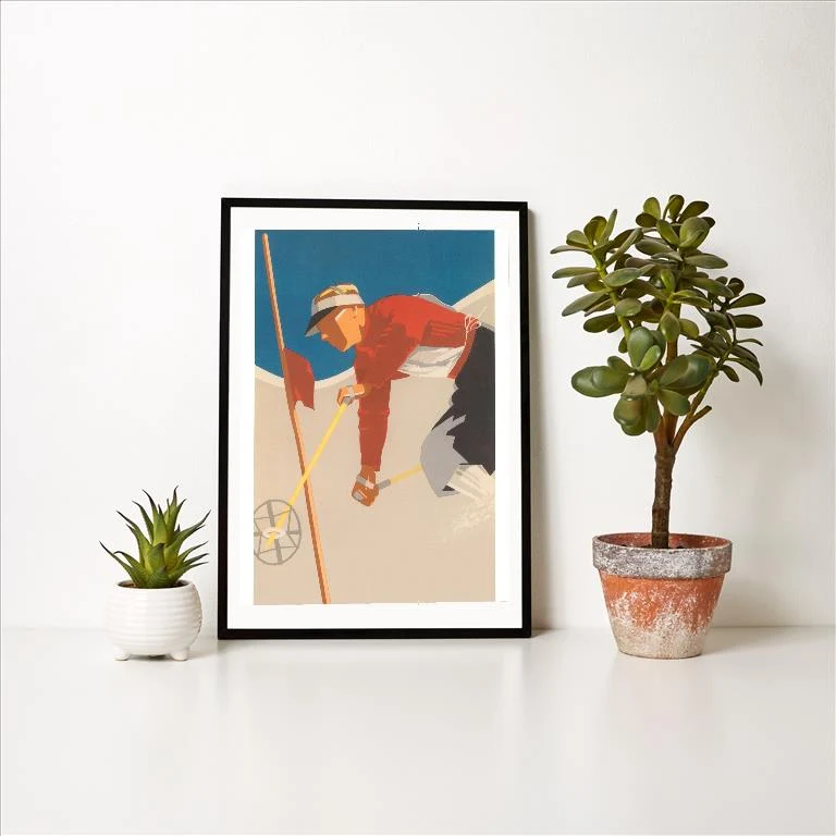 WS-227 Ski Racer - Vintage Image Art Print, Individual Print