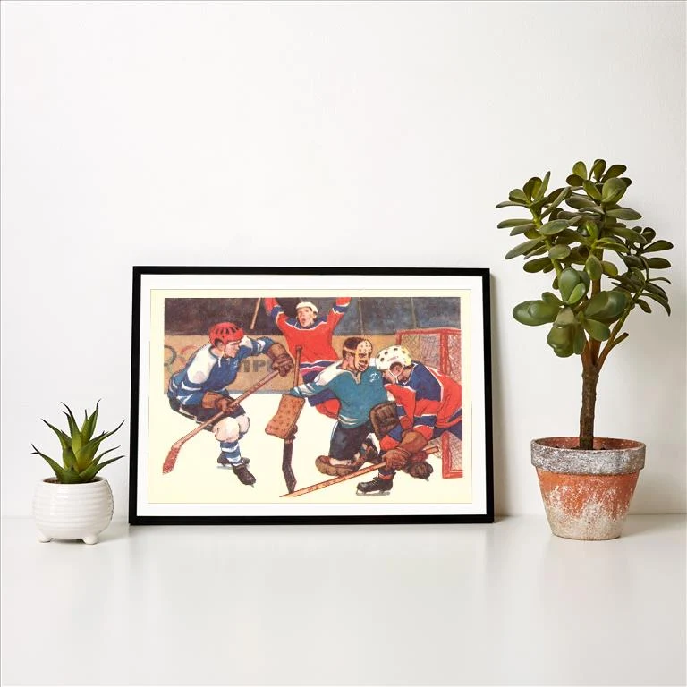 WS-211 Ice Hockey Action - Vintage Image Art Print, Individual Print