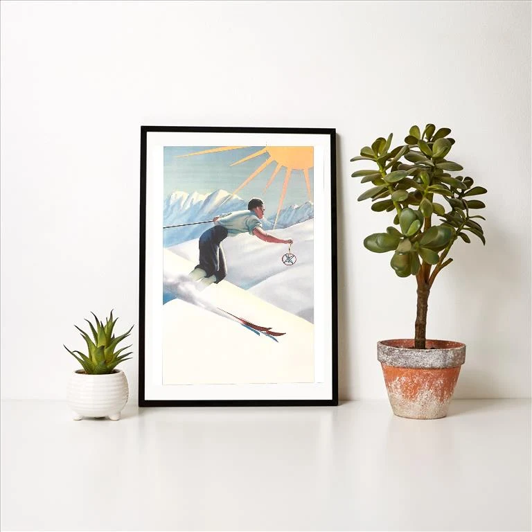 WS-228 Spring Skiing - Vintage Image Art Print, Individual Print