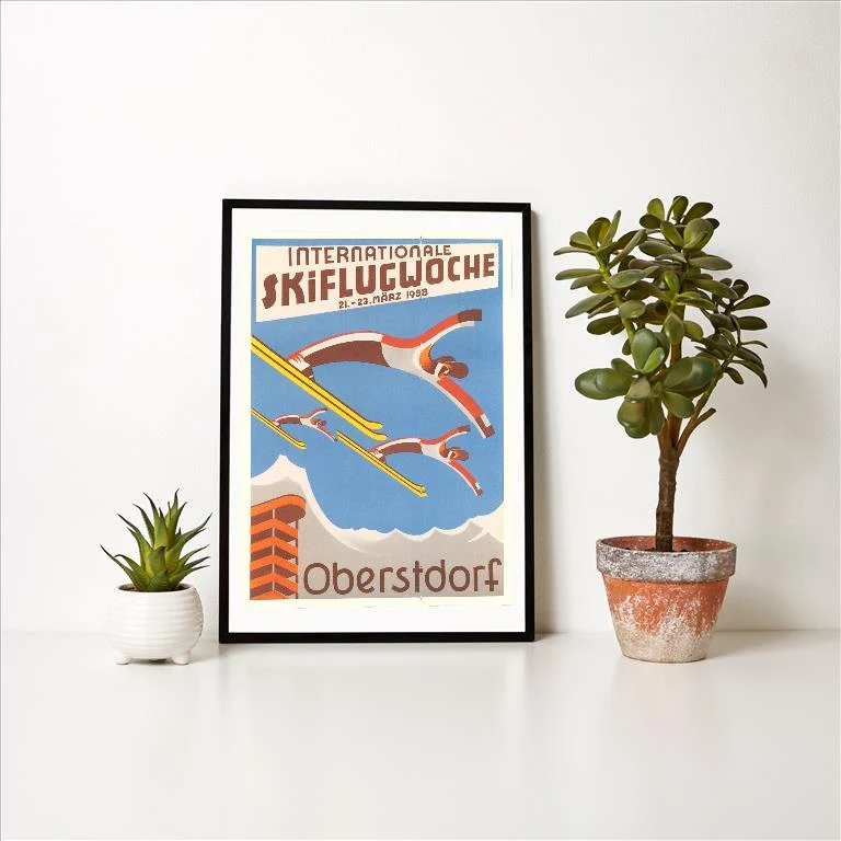 WS-214 German Ski Jump Poster - Vintage Image Art Print, Individual Print