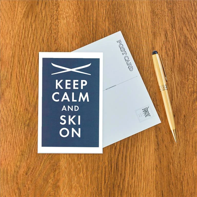 WS-226 Keep Calm and Ski On - Vintage Image Postcard, Pack of 10
