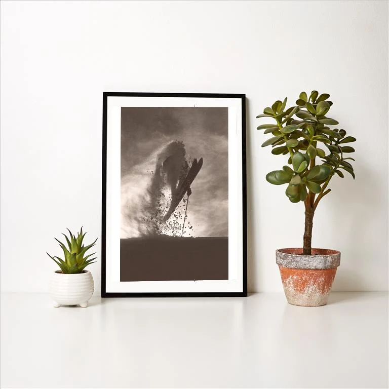 WS-230 Skiing Powder - Vintage Image Art Print, Individual Print
