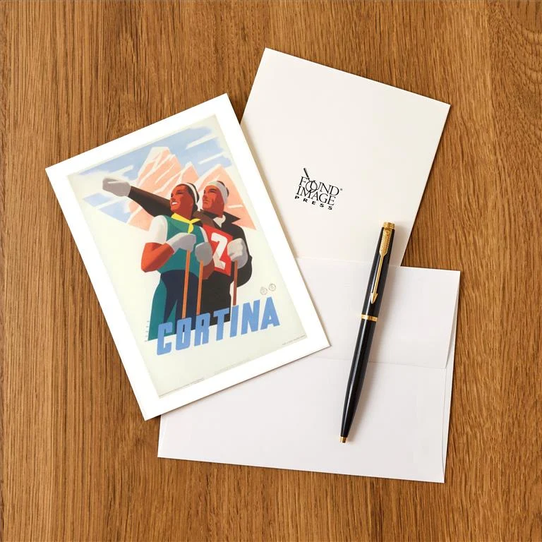 WS-236 Travel Poster, Cortina - Vintage Image Greeting Card, Pack of 4