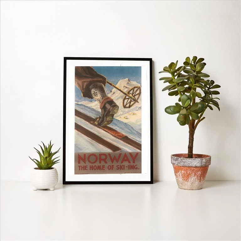 WS-234 Cross Country Skiing, Norway - Vintage Image Art Print, Individual Print