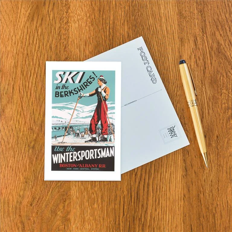 WS-245 Ski in the Berkshires - Vintage Image Postcard, Pack of 10