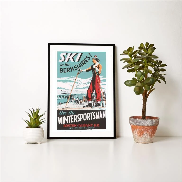 WS-245 Ski in the Berkshires - Vintage Image Art Print, Individual Print