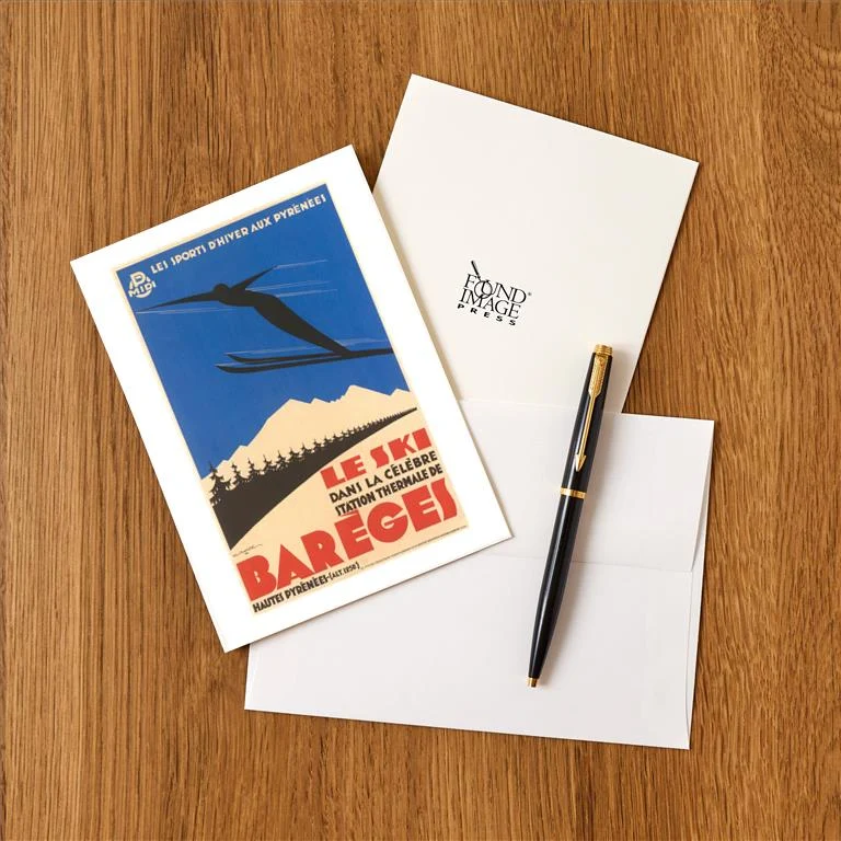 WS-232 Travel Poster, Bareges - Vintage Image Greeting Card, Pack of 4