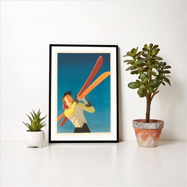 WS-242 Woman Skier - Vintage Image Art Print, Individual Print