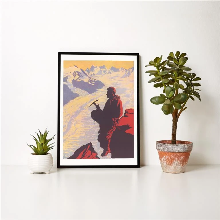 WS-246 Man with Ice Axe - Vintage Image Art Print, Individual Print