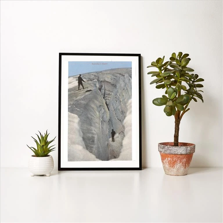WS-249 Exploring a Glacier - Vintage Image Art Print, Individual Print