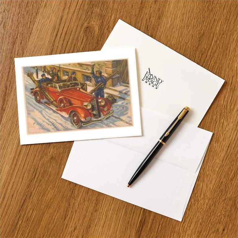 WS-253 Jolly Ski Trip - Vintage Image Greeting Card, Pack of 4