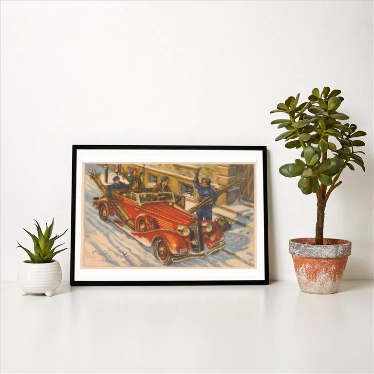 WS-253 Jolly Ski Trip - Vintage Image Art Print, Individual Print
