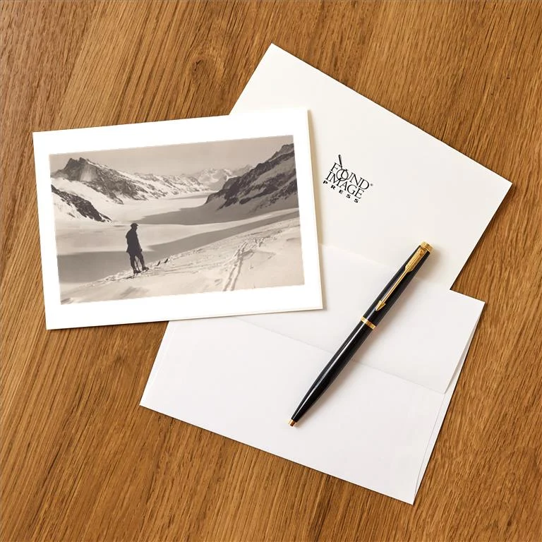 WS-255 Cross Country Skiing - Vintage Image Greeting Card, Pack of 4
