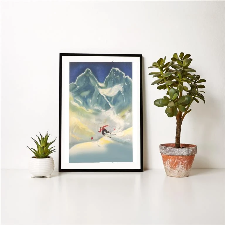 WS-259 Downhill Racing - Vintage Image Art Print, Individual Print