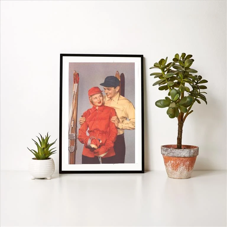 WS-263 Couple in Ski Attire - Vintage Image Art Print, Individual Print
