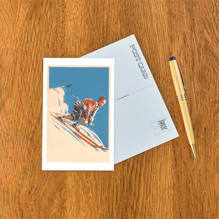 WS-266 Downhill Ski Racer - Vintage Image Postcard, Pack of 10