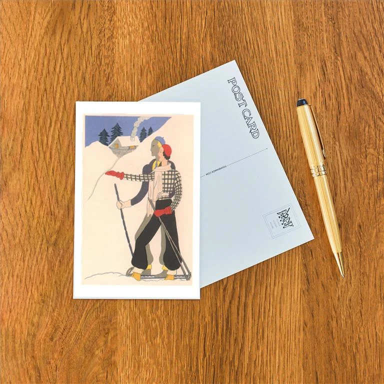 WS-267 Stylish Skiing Couple in Snow - Vintage Image Postcard, Pack of 10