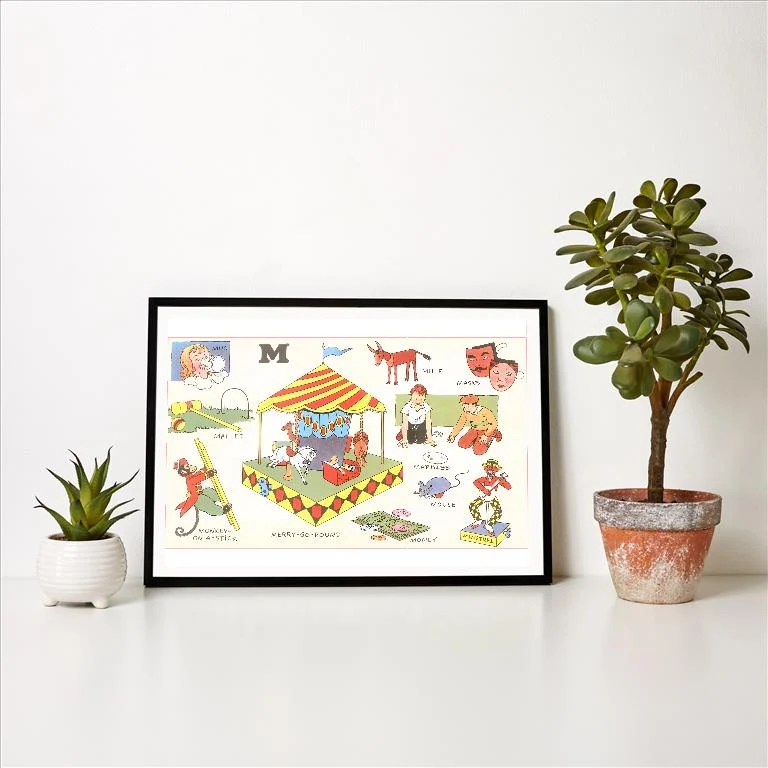 KF-623 Letter M - Vintage Image Art Print, Individual Print