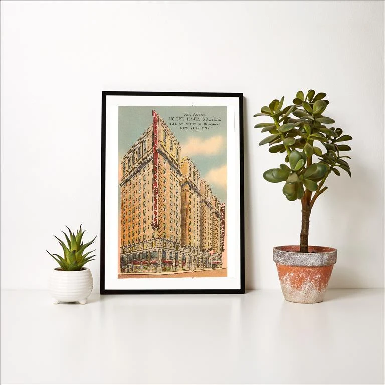 NY-969 Hotel Times Square - Vintage Image Art Print, Individual Print