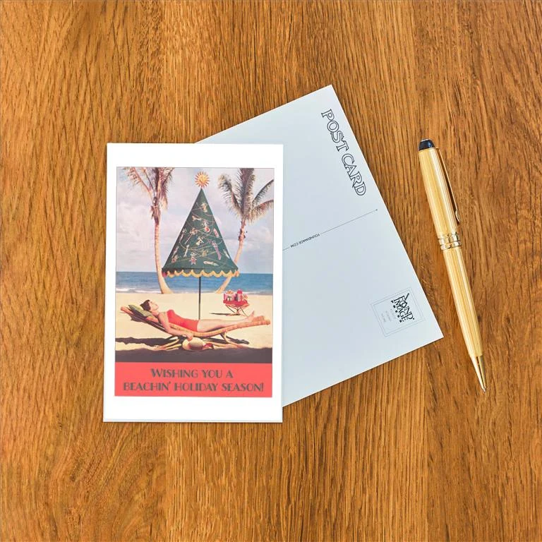 SK-06 Wishing You a Beachin' Holiday Season - Vintage Image Postcard, Pack of 10