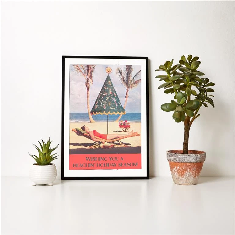 SK-06 Wishing You a Beachin' Holiday Season - Vintage Image Art Print, Individual Print