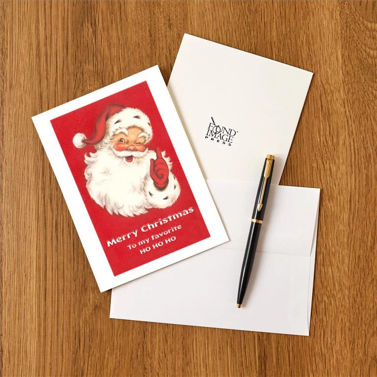 SK-01 Merry Christmas to My Favorite Ho Ho Ho - Vintage Image Greeting Card, Pack of 4
