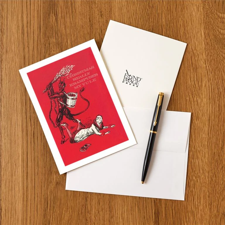 SK-07 Christmas Really Krampuses My Yule - Vintage Image Greeting Card, Pack of 4