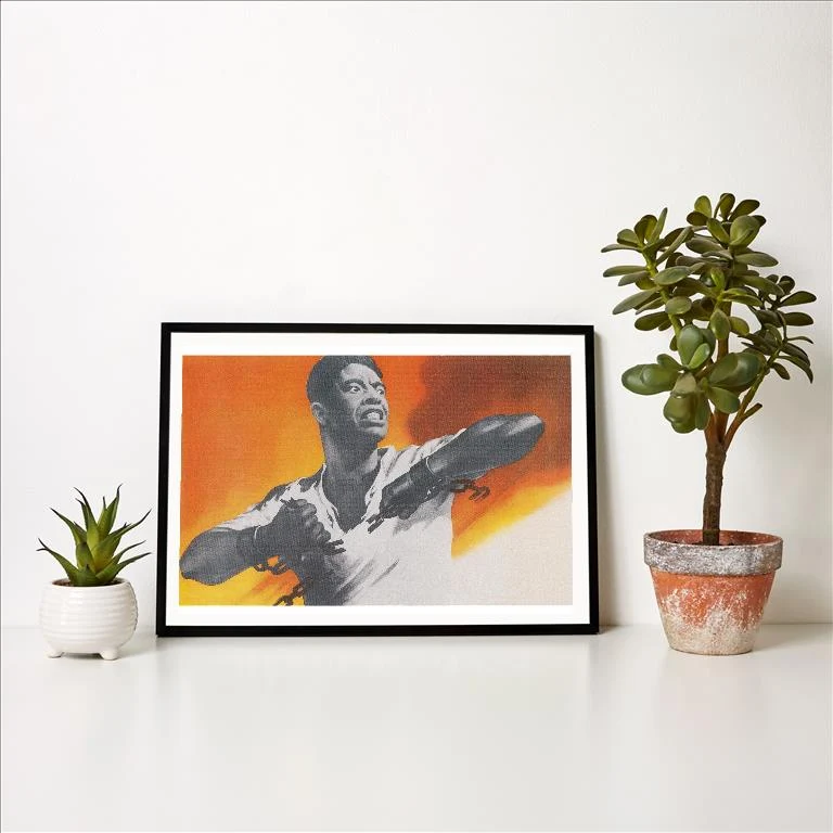 FG-659 Black Man Breaking Chains - Vintage Image Art Print, Individual Print